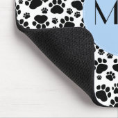 Paw Pattern, Dog Paws, Black and White, Monogram Muismat (Hoek)