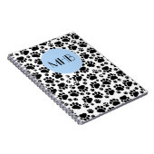 Paw Pattern, Dog Paws, Black and White, Monogram Notitieboek (Rechterzijde)