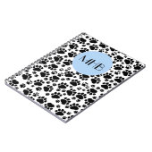 Paw Pattern, Dog Paws, Black and White, Monogram Notitieboek (Linkerzijde)