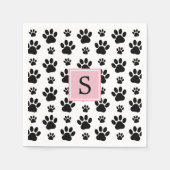 Paw Pattern, Dog Paws, Black and White, Monogram Servet (Voorkant)