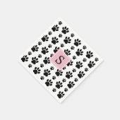 Paw Pattern, Dog Paws, Black and White, Monogram Servet (Hoek)