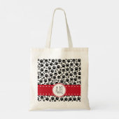 Paw Pattern, Dog Paws, Black and White, Monogram Tote Bag (Achterkant)