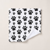 Paw Pattern, Dog Paws, Paw Prints, Black and White Bad Handdoek (Wasdoekje)