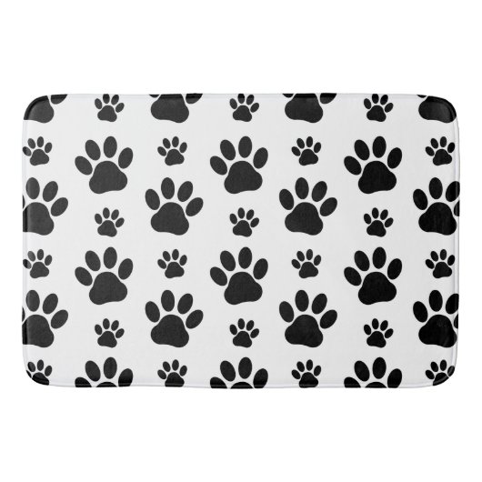 Paw Pattern, Dog Paws, Paw Prints, Black and White Badmat (Voorkant)