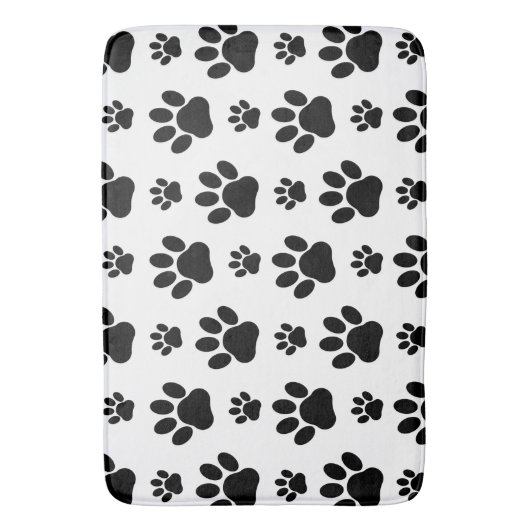 Paw Pattern, Dog Paws, Paw Prints, Black and White Badmat (Voorkant Verticaal)