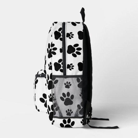 Paw Pattern, Dog Paws, Paw Prints, Black and White Bedrukte Rugzak (Rechts)