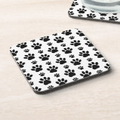 Paw Pattern, Dog Paws, Paw Prints, Black and White Bier Onderzetter (Linkerzijde)