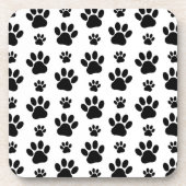 Paw Pattern, Dog Paws, Paw Prints, Black and White Bier Onderzetter (Voorkant)