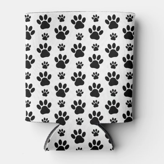 Paw Pattern, Dog Paws, Paw Prints, Black and White Blikjeskoeler (Voorkant)
