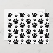 Paw Pattern, Dog Paws, Paw Prints, Black and White Briefkaart (Voorkant / Achterkant)