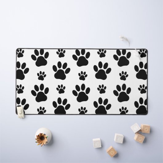 Paw Pattern, Dog Paws, Paw Prints, Black and White Bureaumat (Kindertafel)