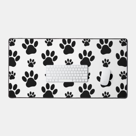 Paw Pattern, Dog Paws, Paw Prints, Black and White Bureaumat (Keyboard & Muis)