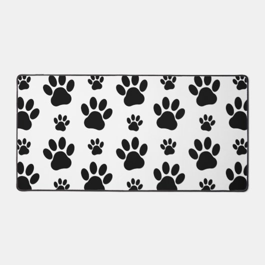 Paw Pattern, Dog Paws, Paw Prints, Black and White Bureaumat (Voorkant)