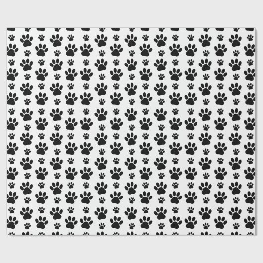 Paw Pattern, Dog Paws, Paw Prints, Black and White Cadeaupapier (Vlak)