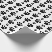 Paw Pattern, Dog Paws, Paw Prints, Black and White Cadeaupapier (Hoek)