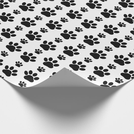 Paw Pattern, Dog Paws, Paw Prints, Black and White Cadeaupapier (Hoek)