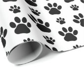 Paw Pattern, Dog Paws, Paw Prints, Black and White Cadeaupapier (Rol Hoek)