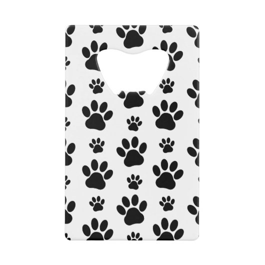 Paw Pattern, Dog Paws, Paw Prints, Black and White Creditkaart Flessenopener (Voorkant)