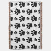 Paw Pattern, Dog Paws, Paw Prints, Black and White Deken (Voorkant Verticaal)