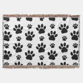Paw Pattern, Dog Paws, Paw Prints, Black and White Deken (Voorkant)
