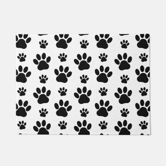 Paw Pattern, Dog Paws, Paw Prints, Black and White Deurmat (Voorkant)