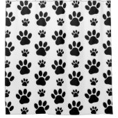 Paw Pattern, Dog Paws, Paw Prints, Black and White Douchegordijn (Voorkant)