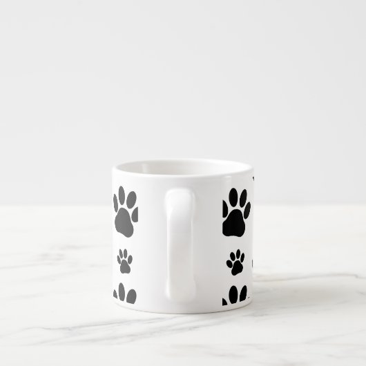 Paw Pattern, Dog Paws, Paw Prints, Black and White Espresso Kop (Achterkant)