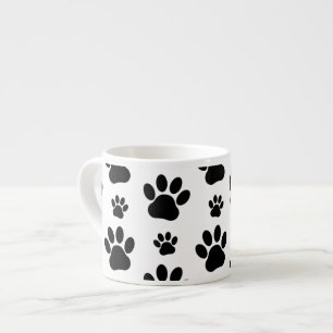 Paw Pattern, Dog Paws, Paw Prints, Black and White Espresso Kop