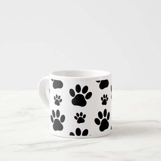 Paw Pattern, Dog Paws, Paw Prints, Black and White Espresso Kop (Links)