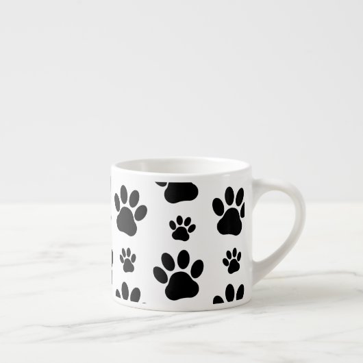 Paw Pattern, Dog Paws, Paw Prints, Black and White Espresso Kop (Rechts)
