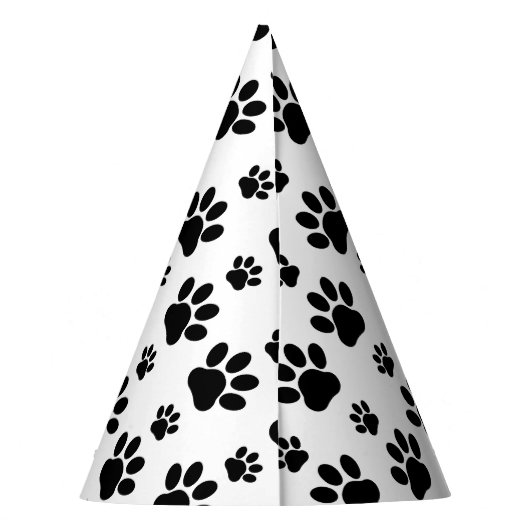 Paw Pattern, Dog Paws, Paw Prints, Black and White Feesthoedjes (Achterkant)