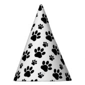 Paw Pattern, Dog Paws, Paw Prints, Black and White Feesthoedjes (Rechts)