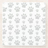 Paw Pattern, Dog Paws, Paw Prints, Black and White Glazen Onderzetter (Achterkant)