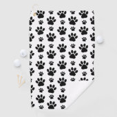 Paw Pattern, Dog Paws, Paw Prints, Black and White Golfhanddoek (Insitu)