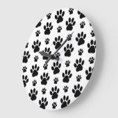 Paw Pattern, Dog Paws, Paw Prints, Black and White Grote Klok (Hoek)