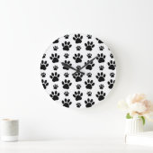 Paw Pattern, Dog Paws, Paw Prints, Black and White Grote Klok (Huis)
