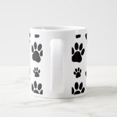Paw Pattern, Dog Paws, Paw Prints, Black and White Grote Koffiekop (Achterkant)