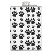 Paw Pattern, Dog Paws, Paw Prints, Black and White Heupfles (Achterkant)