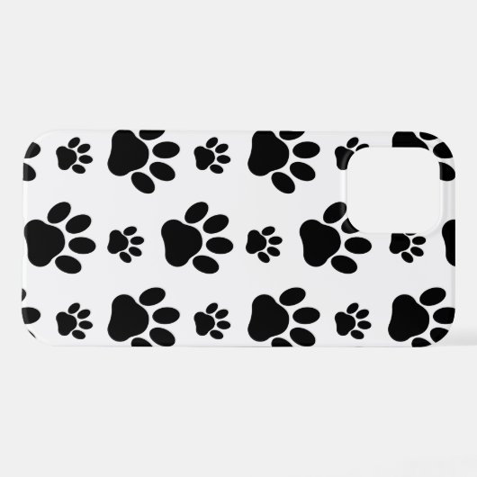 Paw Pattern, Dog Paws, Paw Prints, Black and White iPhone Hoesje (Achterkant horizontaal)