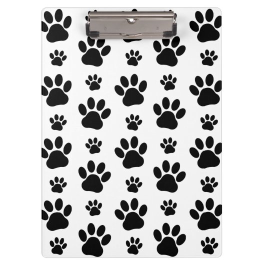 Paw Pattern, Dog Paws, Paw Prints, Black and White Klembord (Voorkant)
