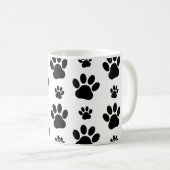 Paw Pattern, Dog Paws, Paw Prints, Black and White Koffiemok (Voorkant rechts)