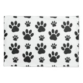 Paw Pattern, Dog Paws, Paw Prints, Black and White Kussensloop (Achterkant)