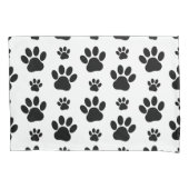 Paw Pattern, Dog Paws, Paw Prints, Black and White Kussensloop (Voorkant)