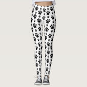 Paw Pattern, Dog Paws, Paw Prints, Black and White Leggings (Voorkant)