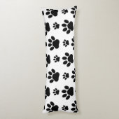 Paw Pattern, Dog Paws, Paw Prints, Black and White Lichaamskussen (Achterkant (Verticaal))