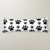 Paw Pattern, Dog Paws, Paw Prints, Black and White Lichaamskussen (Voorkant)