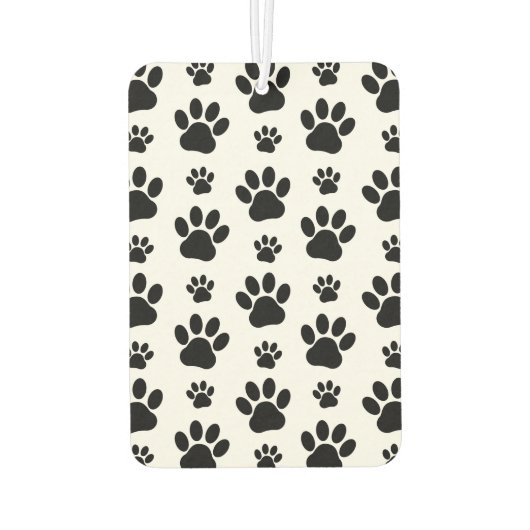 Paw Pattern, Dog Paws, Paw Prints, Black and White Luchtverfrisser (Achterkant)