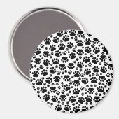 Paw Pattern, Dog Paws, Paw Prints, Black and White Magneet (Voorkant / Achterkant)