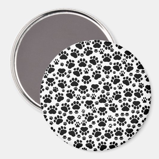Paw Pattern, Dog Paws, Paw Prints, Black and White Magneet (Voorkant / Achterkant)