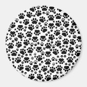 Paw Pattern, Dog Paws, Paw Prints, Black and White Magneet (Voorkant)